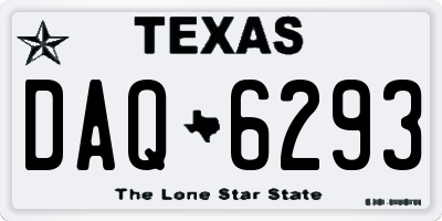 TX license plate DAQ6293