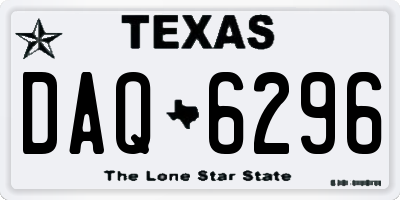 TX license plate DAQ6296