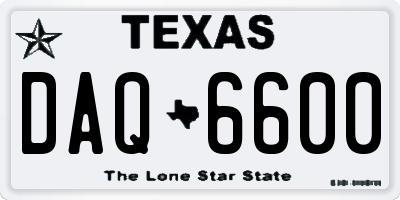 TX license plate DAQ6600