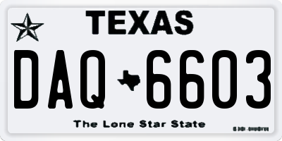TX license plate DAQ6603