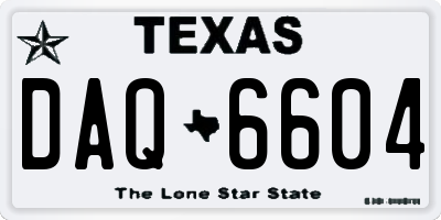 TX license plate DAQ6604