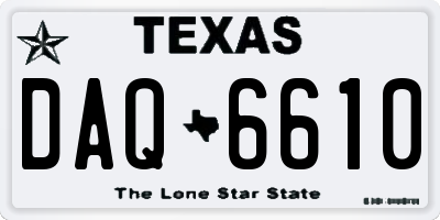 TX license plate DAQ6610