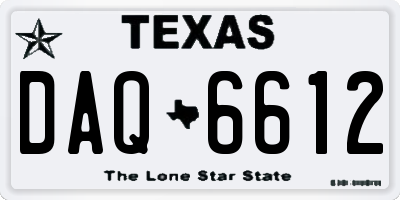 TX license plate DAQ6612