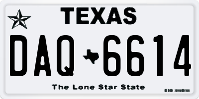 TX license plate DAQ6614