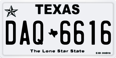 TX license plate DAQ6616