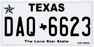TX license plate DAQ6623