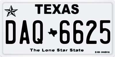 TX license plate DAQ6625