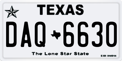 TX license plate DAQ6630