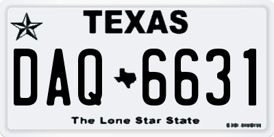 TX license plate DAQ6631