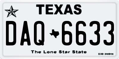 TX license plate DAQ6633