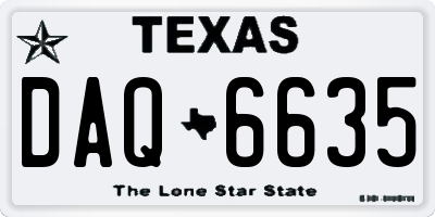 TX license plate DAQ6635