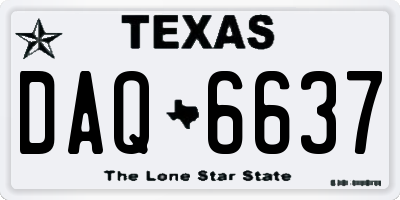 TX license plate DAQ6637