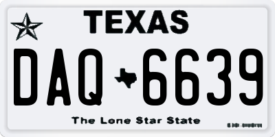 TX license plate DAQ6639