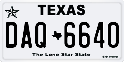TX license plate DAQ6640