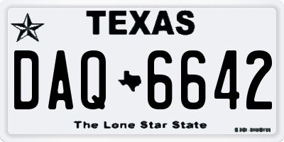 TX license plate DAQ6642