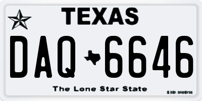 TX license plate DAQ6646