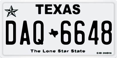 TX license plate DAQ6648