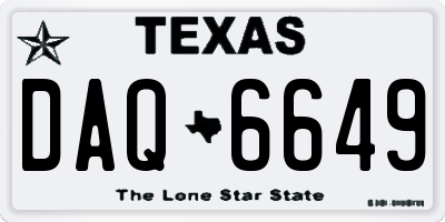 TX license plate DAQ6649