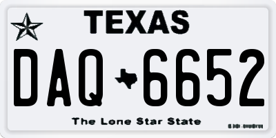 TX license plate DAQ6652