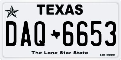 TX license plate DAQ6653