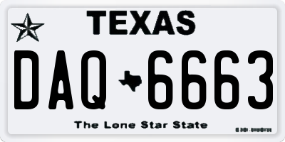 TX license plate DAQ6663