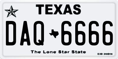 TX license plate DAQ6666