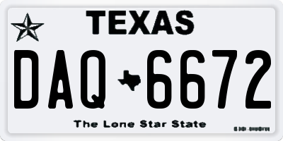 TX license plate DAQ6672