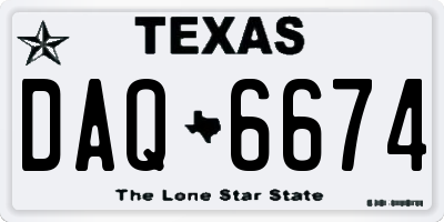 TX license plate DAQ6674