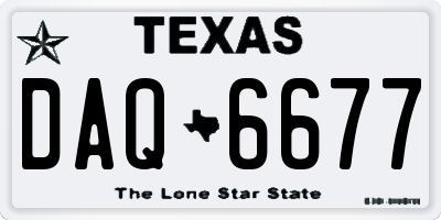 TX license plate DAQ6677