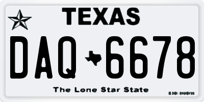 TX license plate DAQ6678