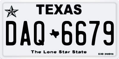 TX license plate DAQ6679