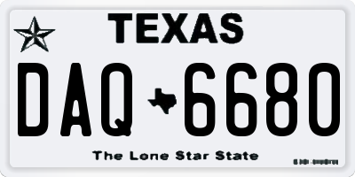 TX license plate DAQ6680