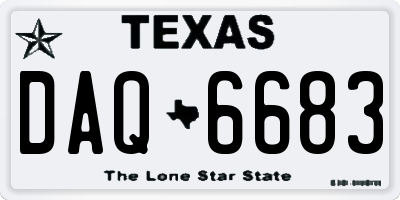 TX license plate DAQ6683