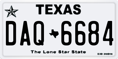 TX license plate DAQ6684