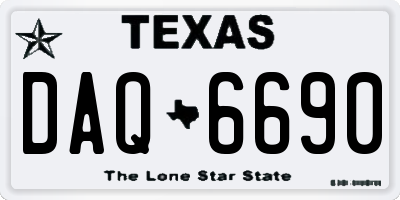 TX license plate DAQ6690
