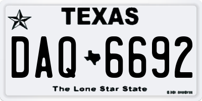 TX license plate DAQ6692
