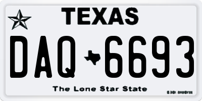 TX license plate DAQ6693