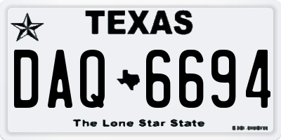 TX license plate DAQ6694