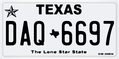 TX license plate DAQ6697