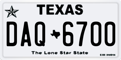 TX license plate DAQ6700