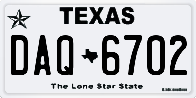 TX license plate DAQ6702