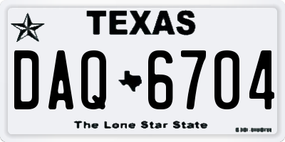 TX license plate DAQ6704
