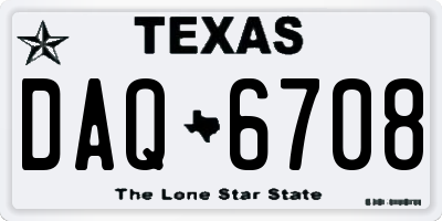 TX license plate DAQ6708
