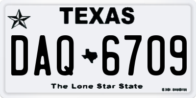TX license plate DAQ6709