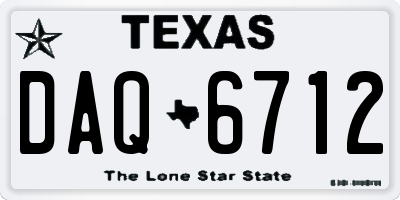 TX license plate DAQ6712