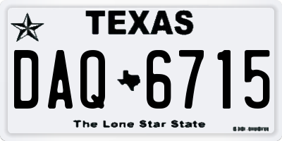 TX license plate DAQ6715
