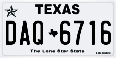TX license plate DAQ6716