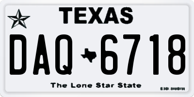TX license plate DAQ6718