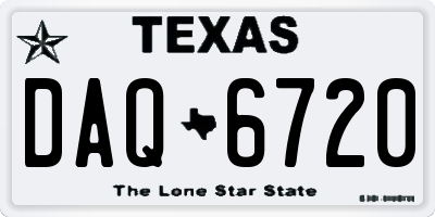 TX license plate DAQ6720