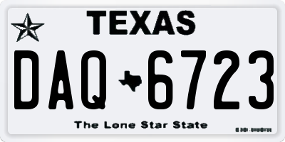TX license plate DAQ6723